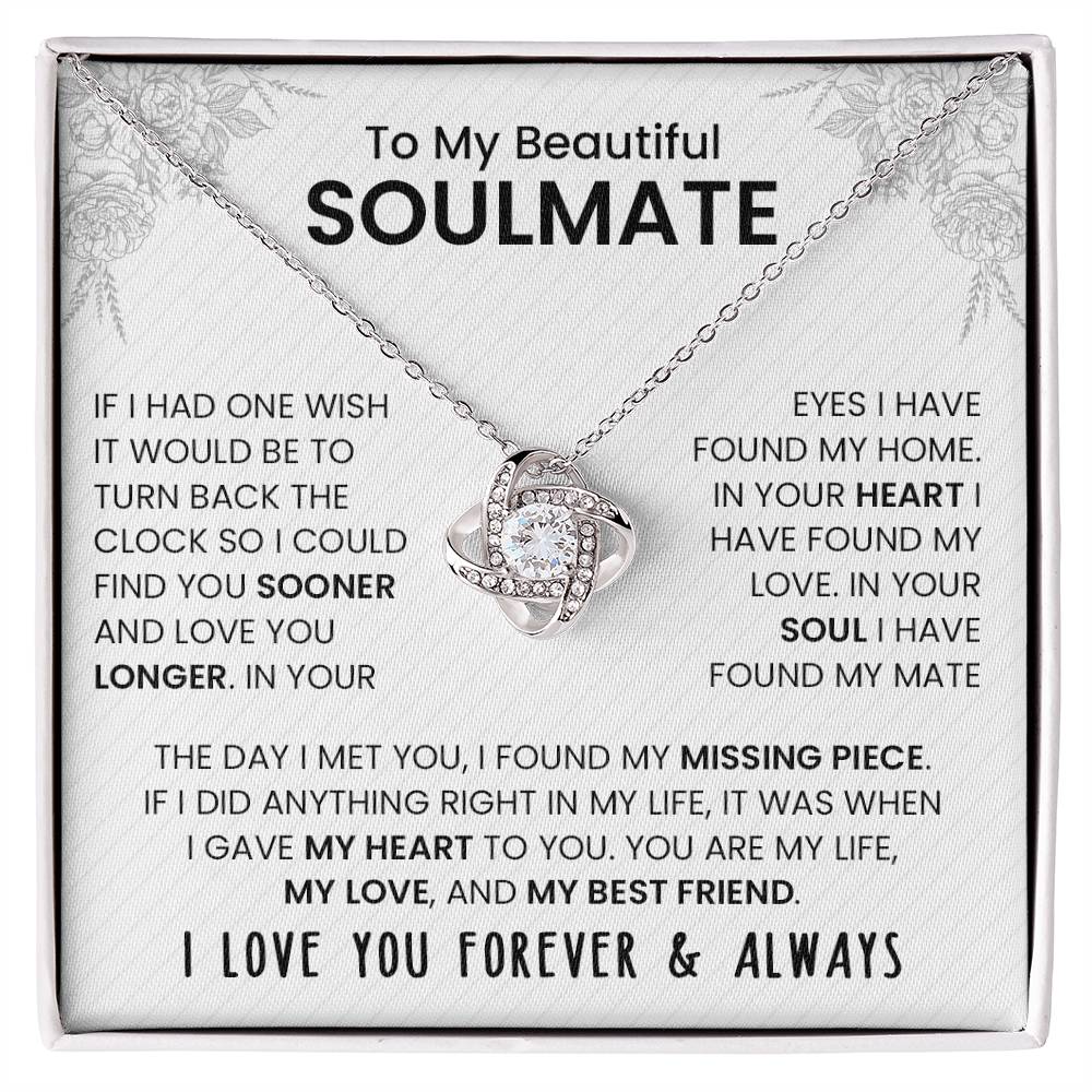 To My Beautiful Soulmate | I Love You, Forever & Always - Love Knot Necklace