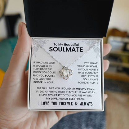 To My Beautiful Soulmate | I Love You, Forever & Always - Love Knot Necklace