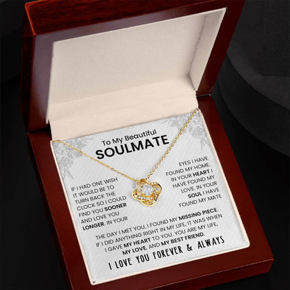 To My Beautiful Soulmate | I Love You, Forever & Always - Love Knot Necklace