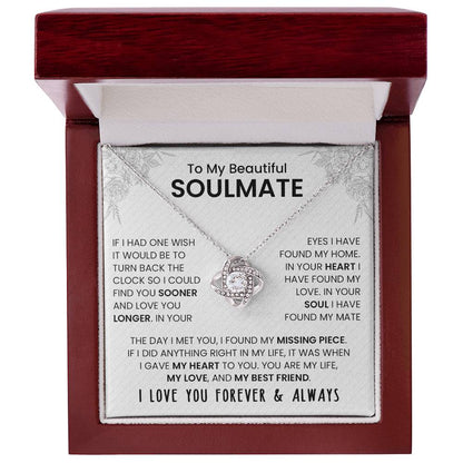 To My Beautiful Soulmate | I Love You, Forever & Always - Love Knot Necklace