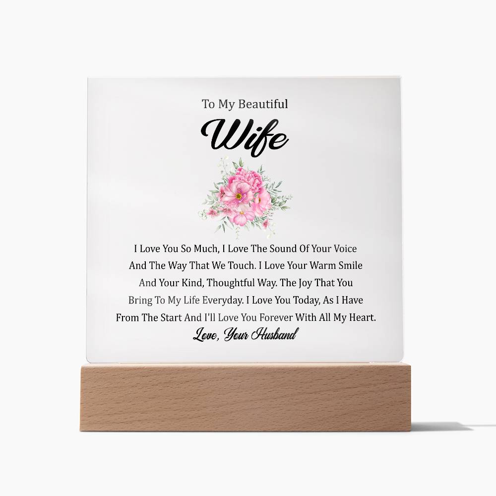 To My Beautiful Wife | Square Acrylic Plaque