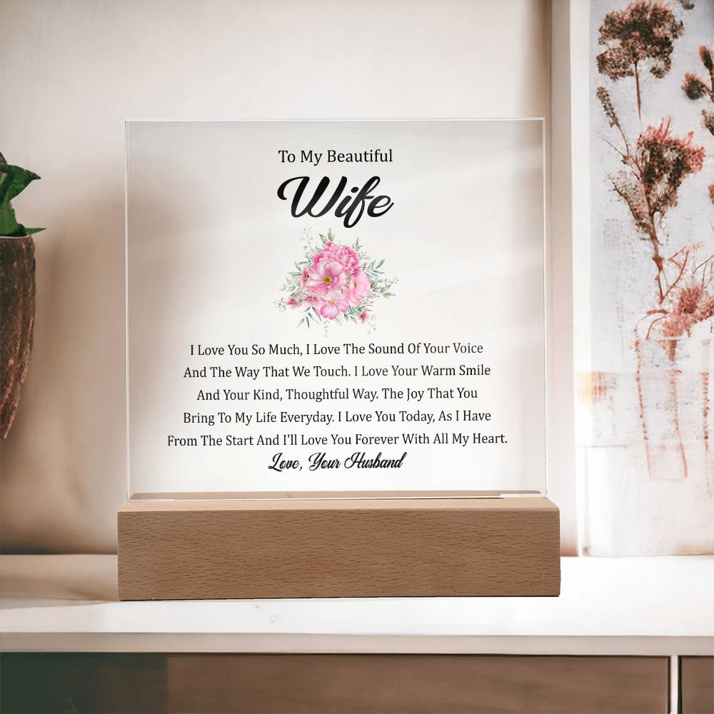 To My Beautiful Wife | Square Acrylic Plaque