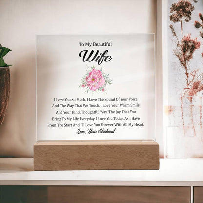 To My Beautiful Wife | Square Acrylic Plaque