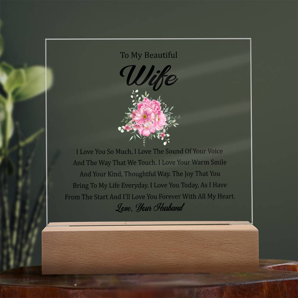 To My Beautiful Wife | Square Acrylic Plaque