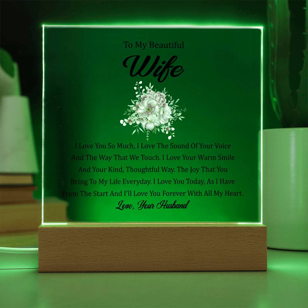 To My Beautiful Wife | Square Acrylic Plaque