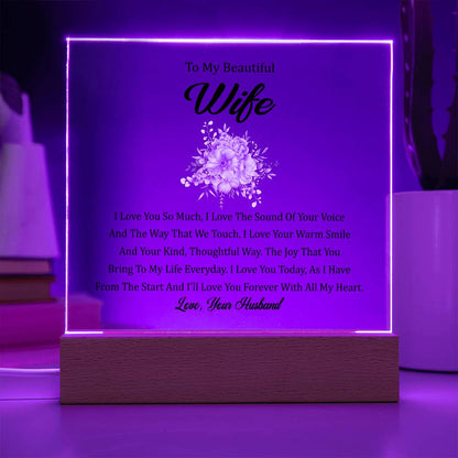 To My Beautiful Wife | Square Acrylic Plaque