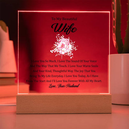 To My Beautiful Wife | Square Acrylic Plaque