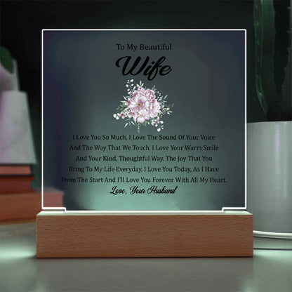 To My Beautiful Wife | Square Acrylic Plaque