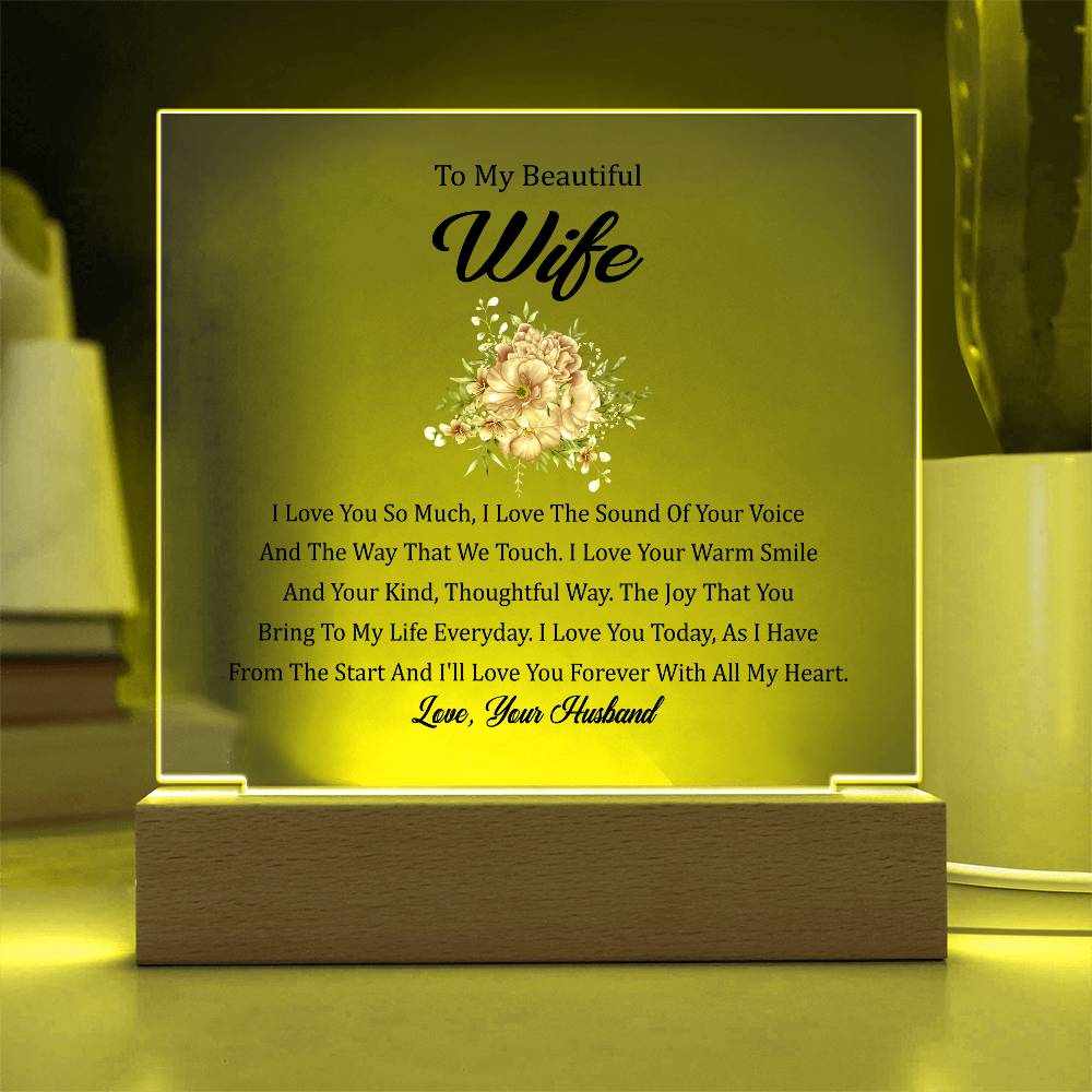 To My Beautiful Wife | Square Acrylic Plaque